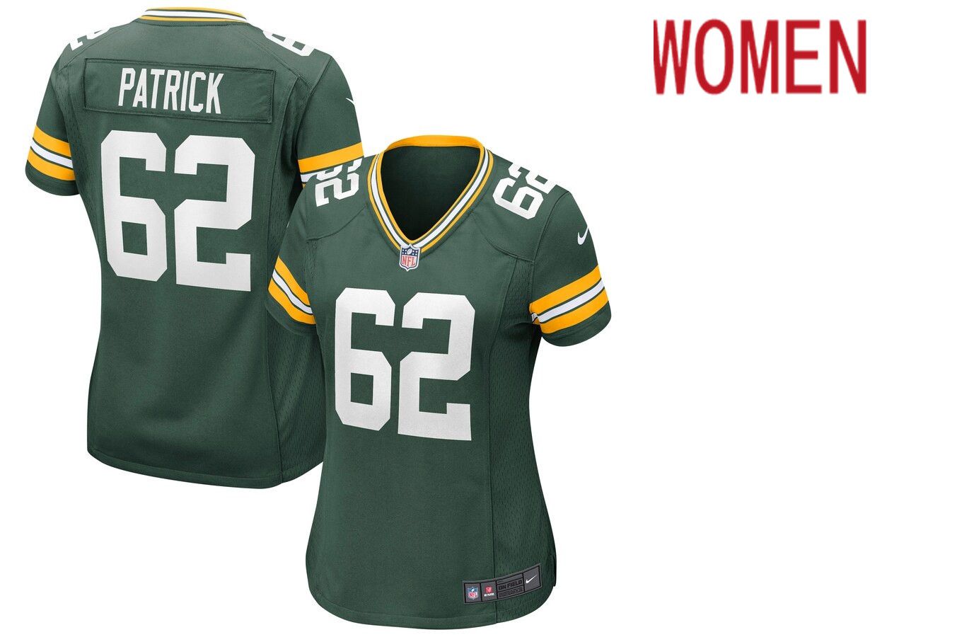 Women Green Bay Packers #62 Lucas Patrick Nike Green Game NFL Jersey